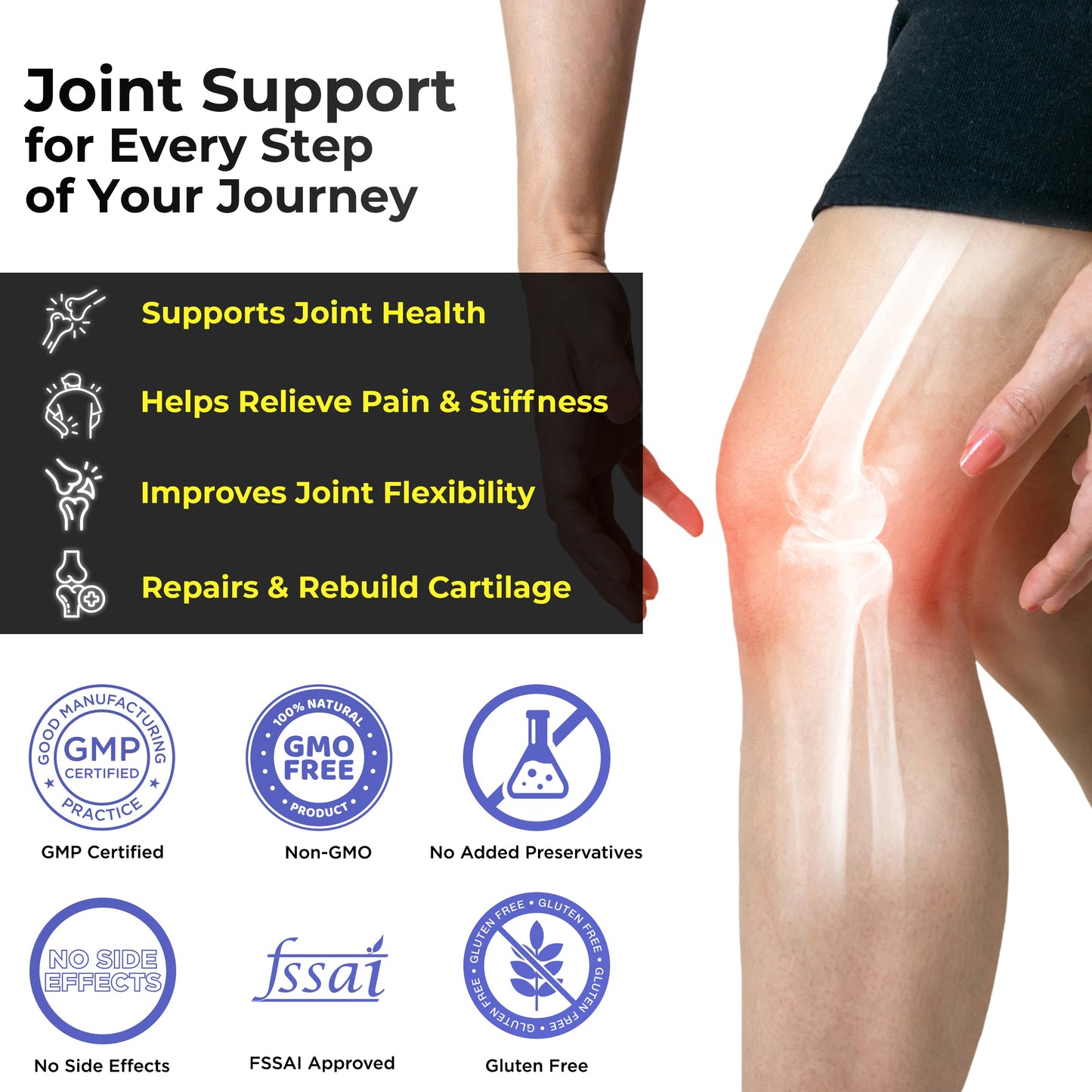 Cezorn Glucosamine Chondroitin MSM with Boswellia | Cartilage & Joint Support Supplement | Glucosamine for Joint Relieves Pain and Stiffness - 60 Vegetarian Tablet