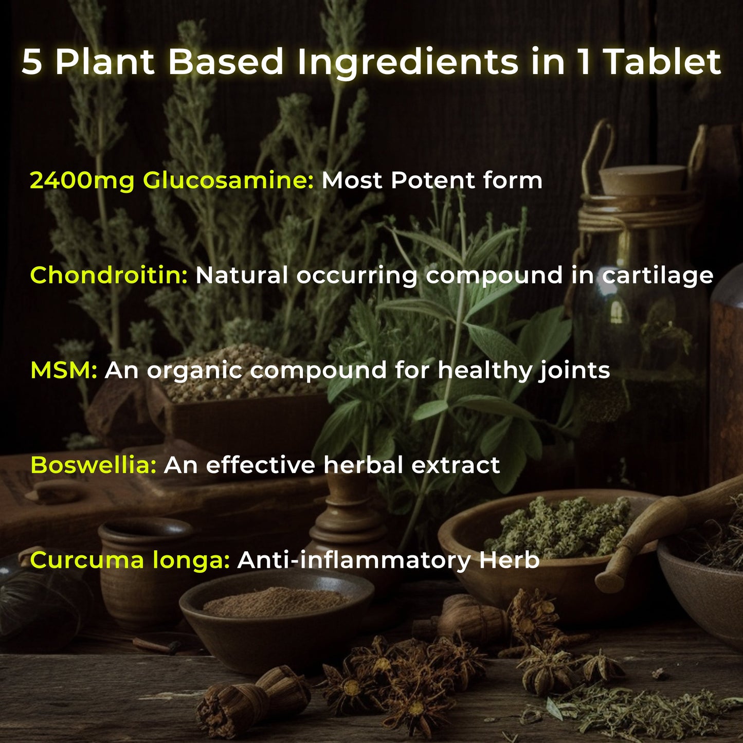 Cezorn Glucosamine Chondroitin MSM with Boswellia | Cartilage & Joint Support Supplement | Glucosamine for Joint Relieves Pain and Stiffness - 60 Vegetarian Tablet