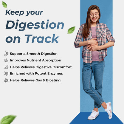 Cezorn Digestive Enzyme Capsules with Amylase, Protease, Glucoamylase | 60 Veg Capsules | Better Digestive Function, Healthy Gut & Health Management | For both Men & Women