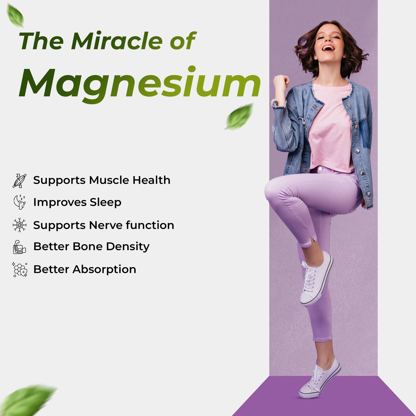 Cezorn High Absorption Magnesium Glycinate, 550mg | 60 Veg Capsules | Supports Nerve & Muscle Health