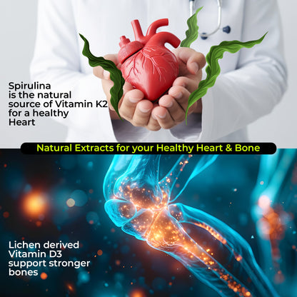 Cezorn Vitamin D3+K2 as MK7 Supplement | Support Healthy Bones & Boost Immune System & Joint Care | 60 Veg Tablets for both Men & Women