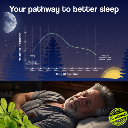 Cezorn Melatonin +Tagar Capsules 10mg For Healthy Sleep Cycle - 60 Veg Capsules